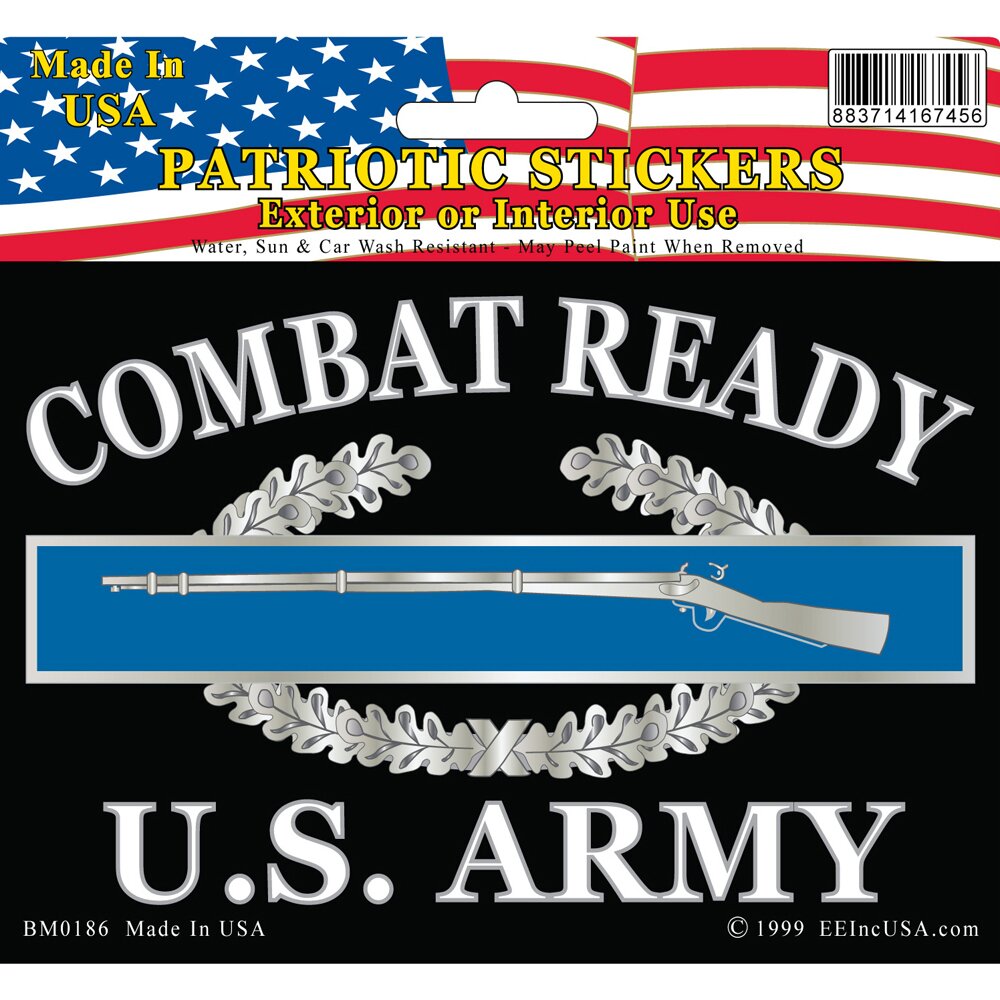 BM0186 Black U.S. Army C.I.B. &#x22;COMBAT READY&#x22; Sticker (3.5x5&#x27;&#x27;)