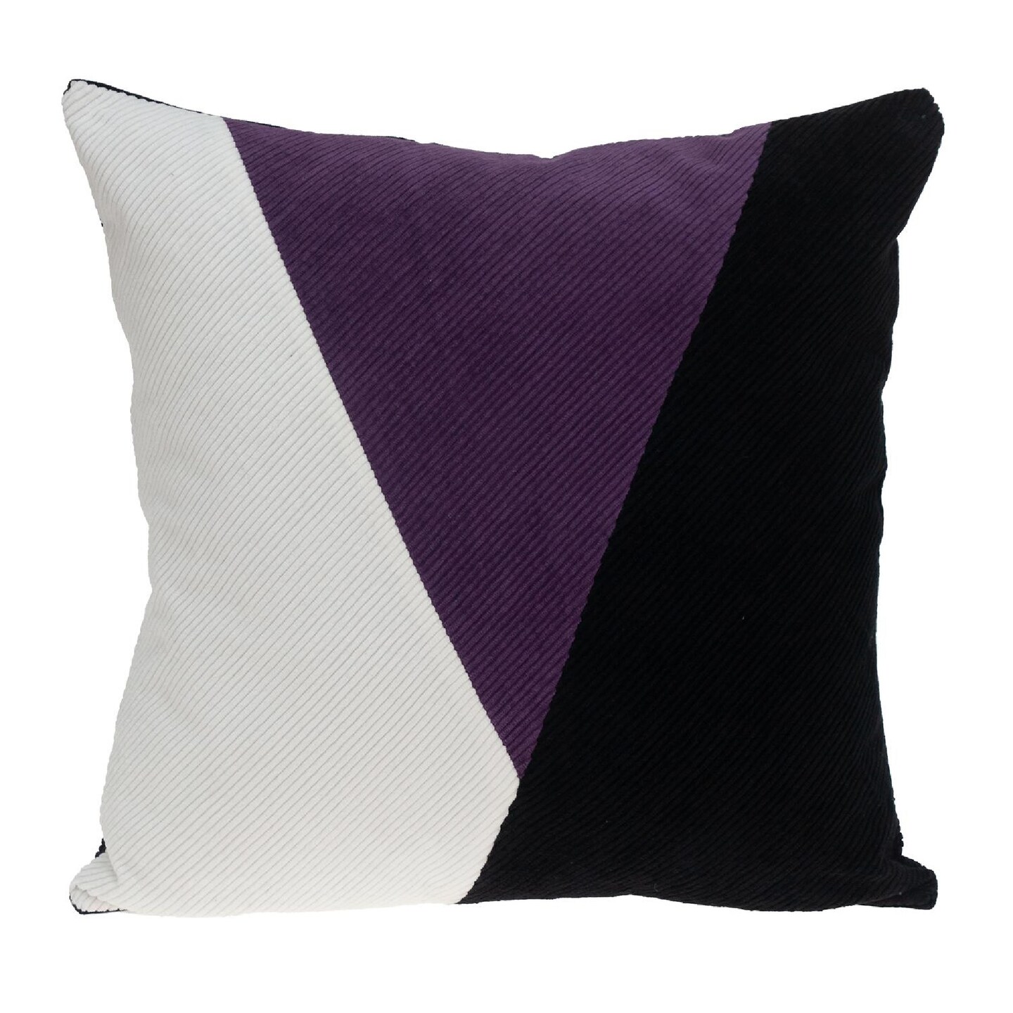 Nassau Collection 20&#x22; Purple and Black Color Block Square Throw Pillow