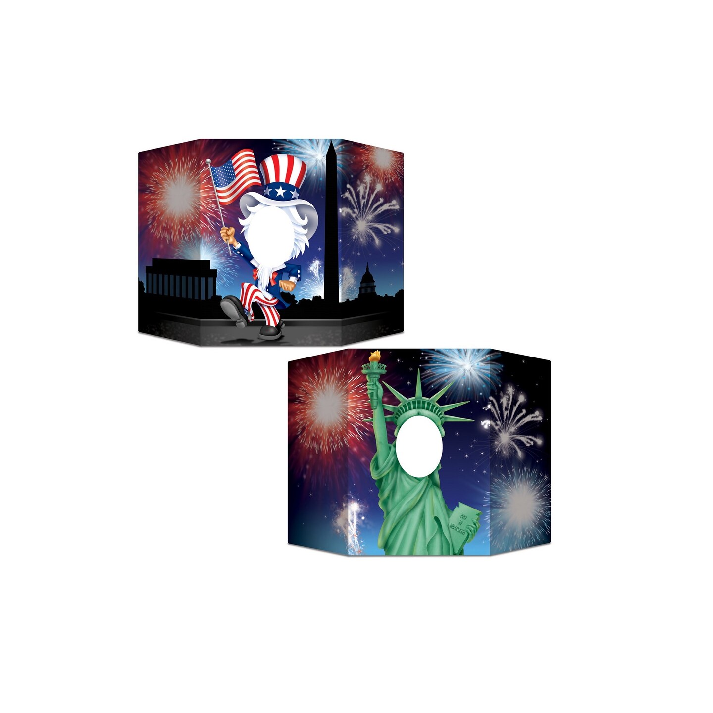 Party Central Pack of 6 Vibrantly Colored Patriotic Uncle Sam and Lady Liberty Photo Prop Decors 37&#x22;