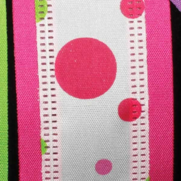 The Ribbon People Pink and White Polka Dot Wired Craft Ribbon 1.5&#x22; x 40 Yards