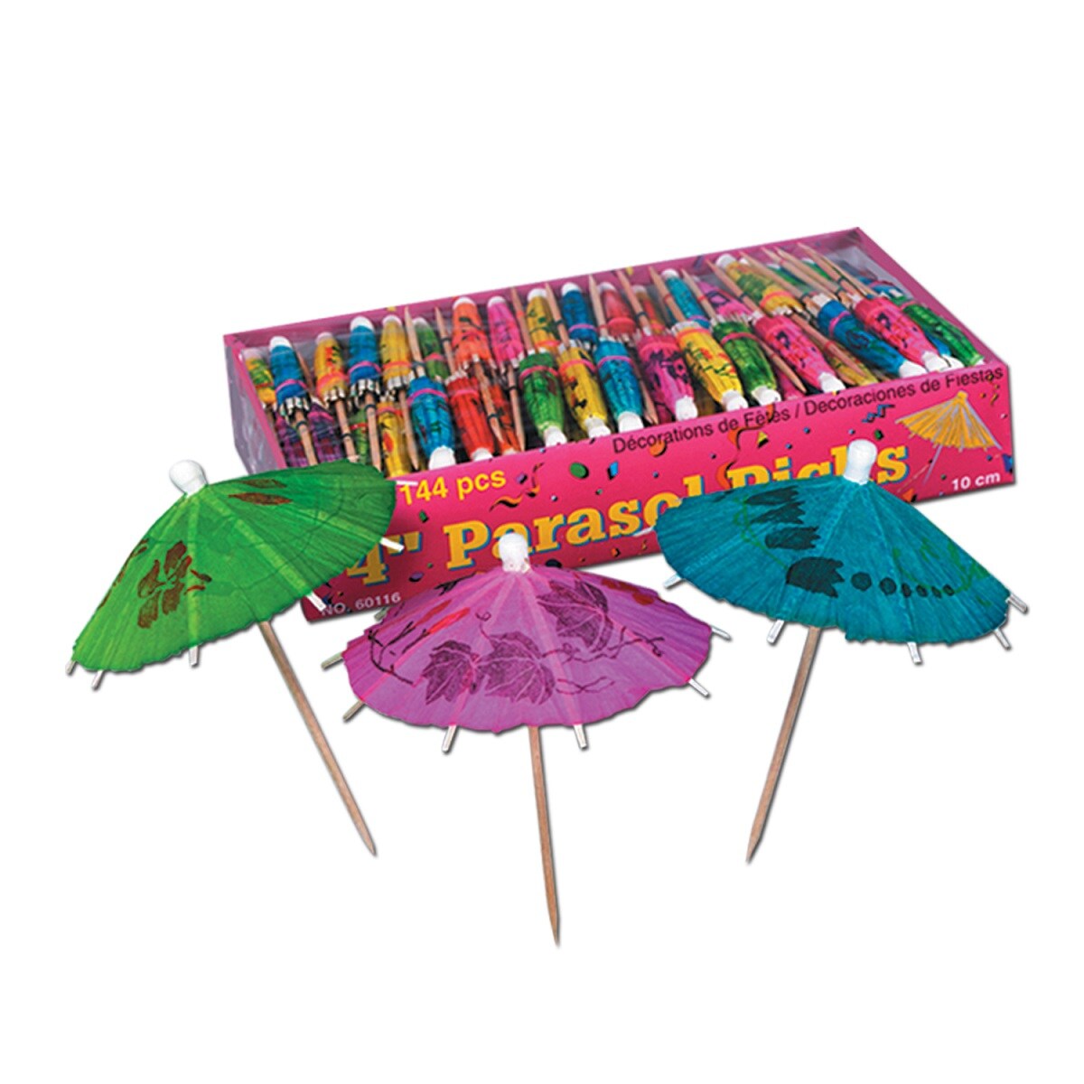 Party Central Club Pack of 24 Purple and Green Tropical Parasol Food or Drink Decoration Party Picks 4&#x22;