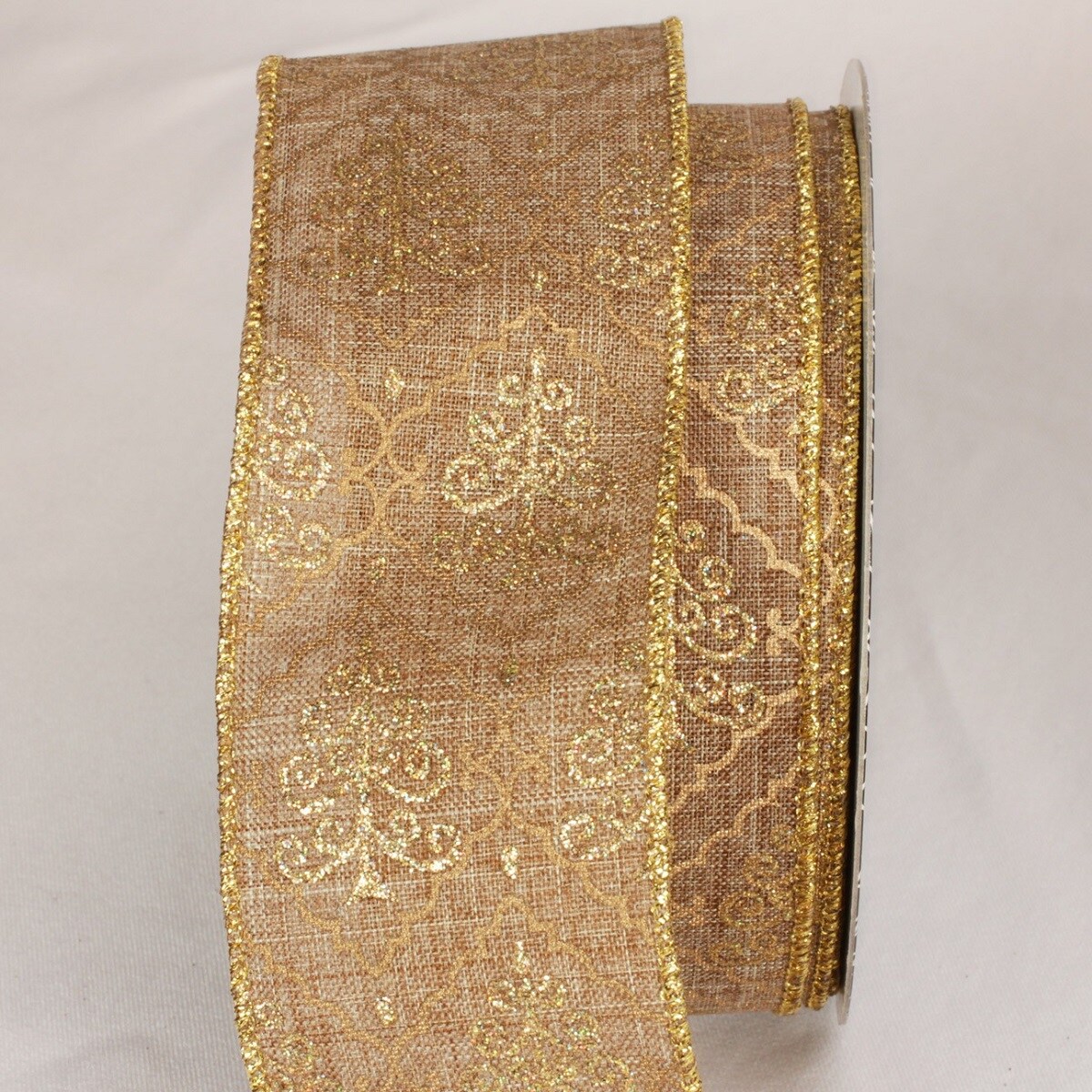 The Ribbon People Gold and Tan Brown Wired Craft Ribbon 2.5" x 20 yards