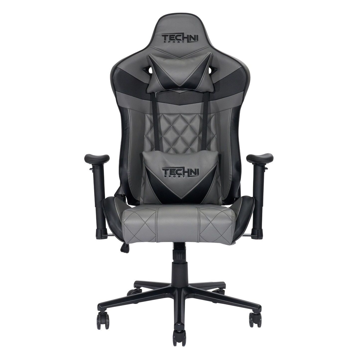 Techni Office Solutions 55.25" Vibrant Gray and Black Unique Techni Sports XL Comfortable Gaming Chair