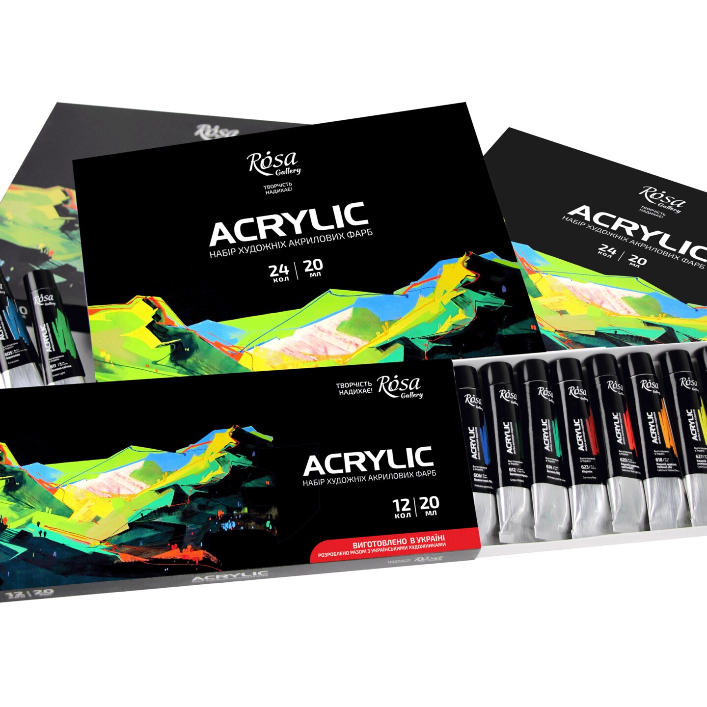 Acrylic paint set of 24 20 ml/0.68 oz, ROSA Gallery