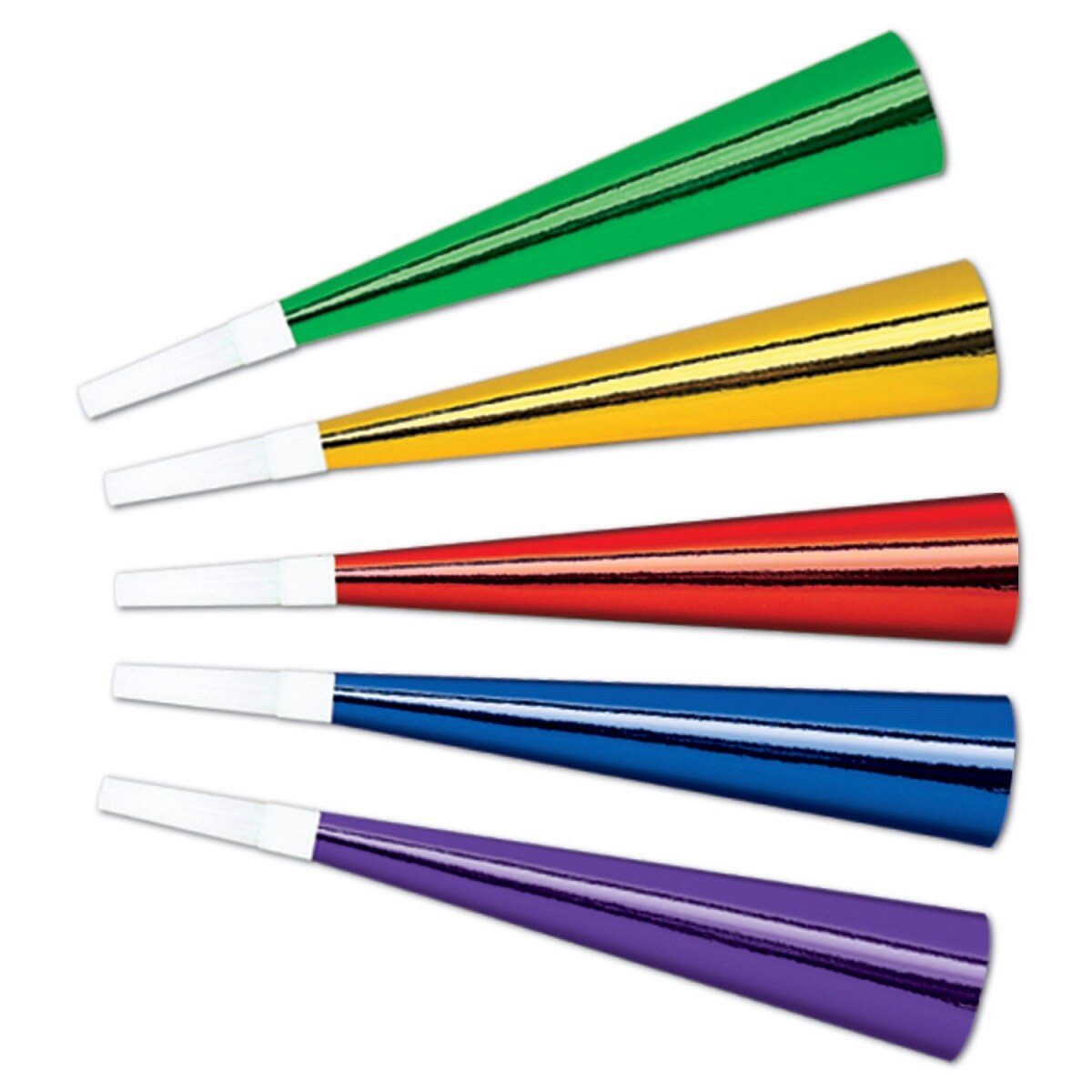 Beistle Club Pack of 100 Vibrantly Colored New Year&#x27;s Eve Trumpet Horn Party Favors 9&#x22;