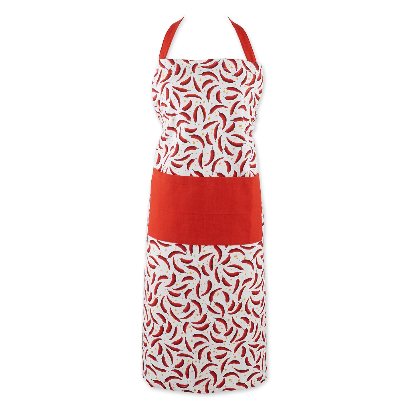 Contemporary Home Living Chili Peppers Unisex Cotton Kitchen Chef Apron - 35&#x22; - White and Red