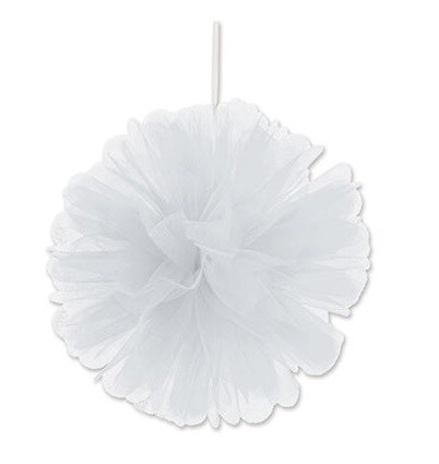 Beistle Club Pack of 24 Wispy White Decorative Tulle Balls Hanging Decorations 8&#x22;