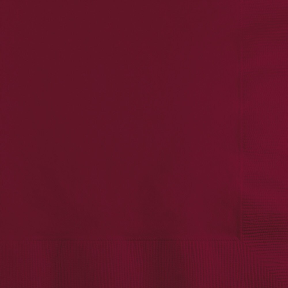 Party Central 2-Ply Disposable Party Beverage Napkins - 5&#x22; - Burgundy Red - Club Pack of 600
