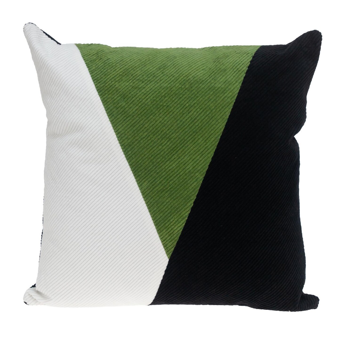 Nassau Collection 20" Moss Green and Black Color Block Square Throw Pillow