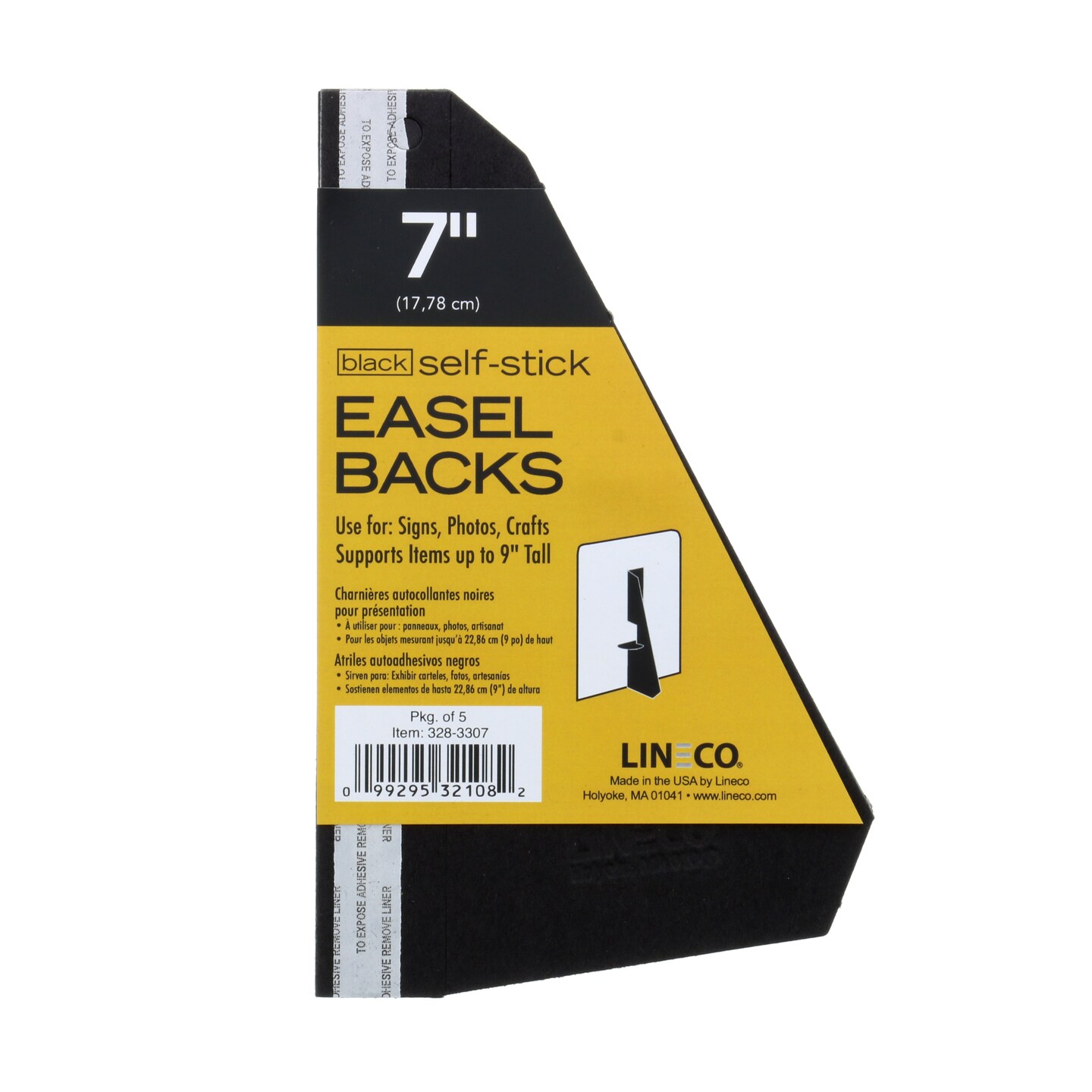 Lineco/University Products Self-Stick Easel-Backs, Black, 5/Pkg., 7&#x22;