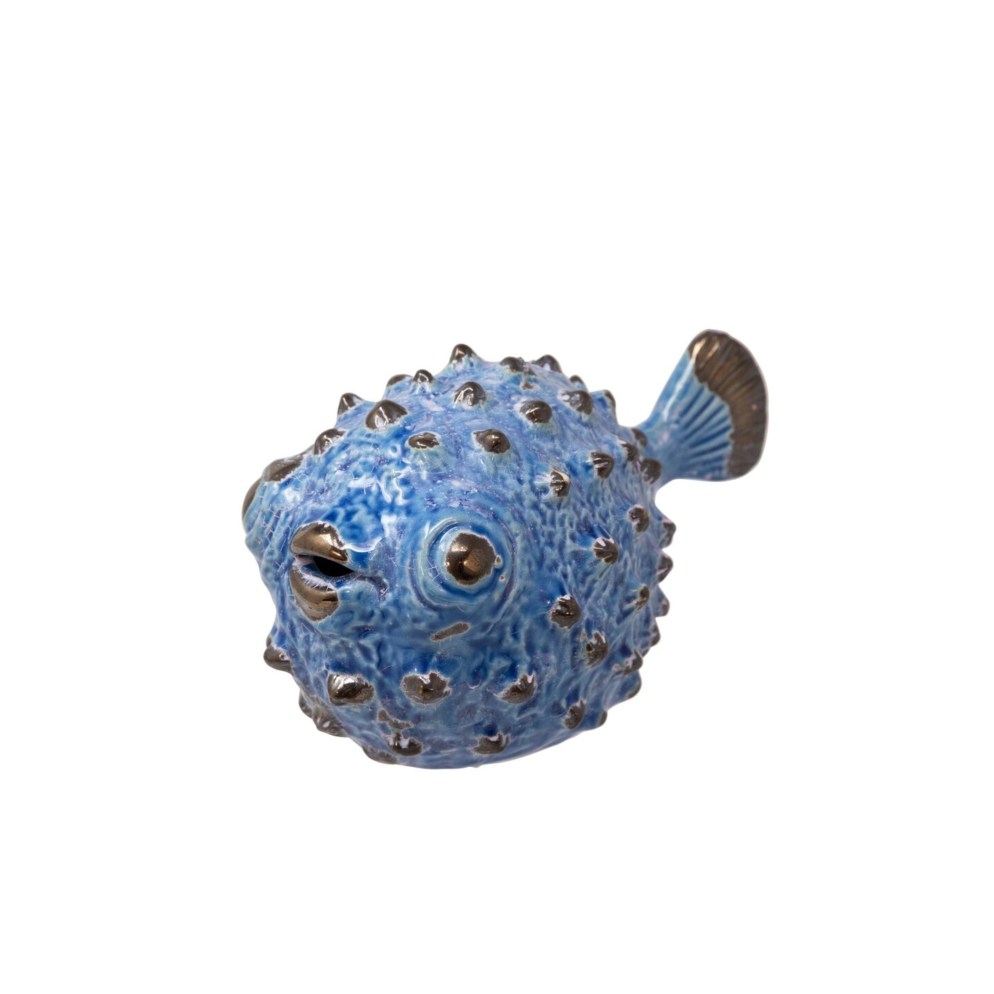 Kingston Living Ceramic Blowfish Figurine - 10&#x22; - Blue and Black