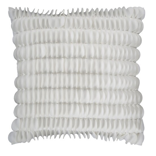 Tiwari Home 18&#x22; White Ruffled Design Square Throw Pillow
