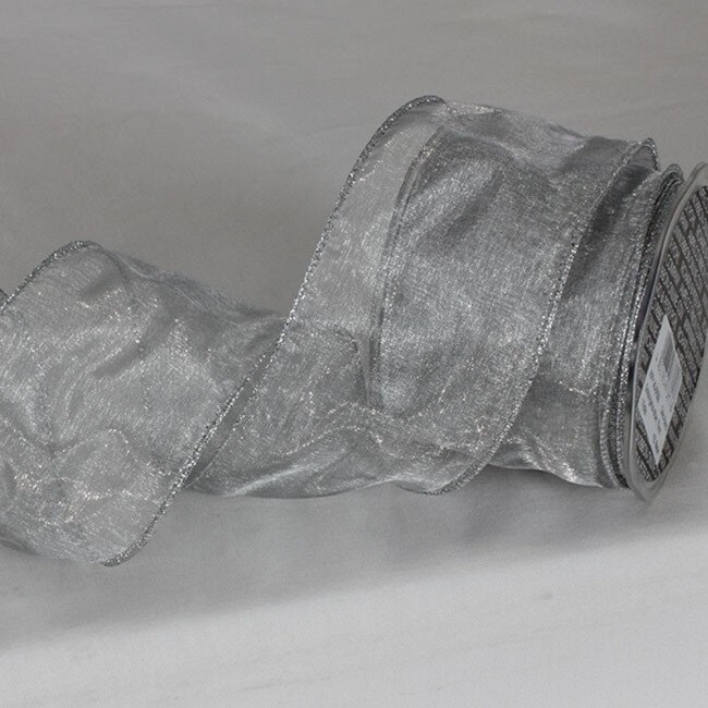 The Ribbon People Mettalic Silver Ribbed Wired Craft Ribbon 2&#x22; x 27 Yards