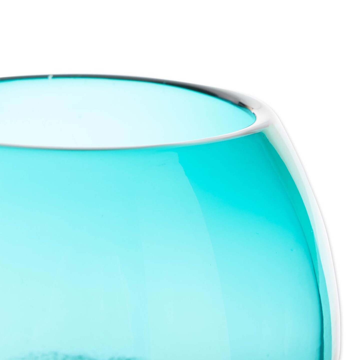 Accent Plus Home Decorative Fish Bowl Style Vase - Aqua Gradient 5 inches