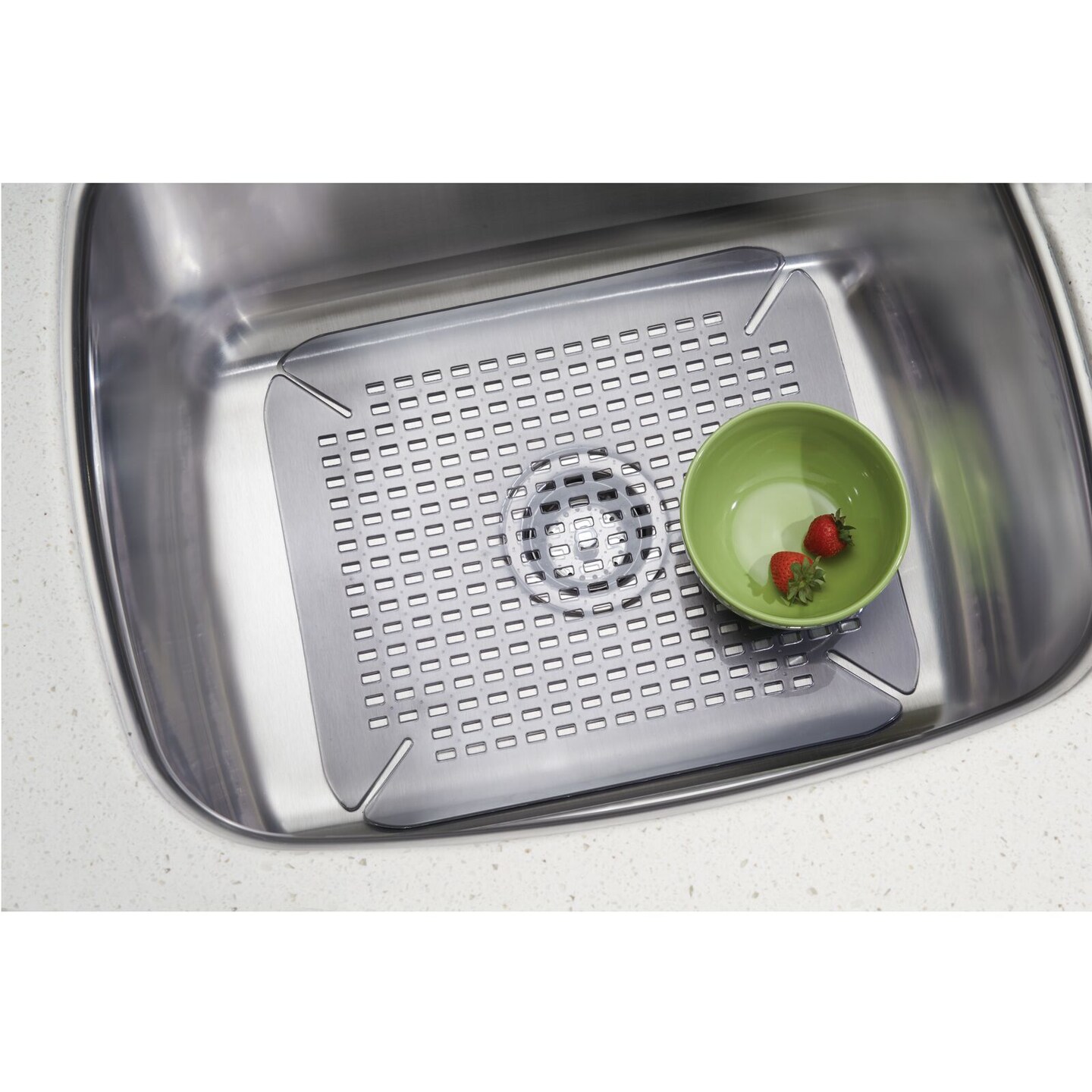 mDesign Adjustable Plastic Kitchen Sink Protector Mat, Large