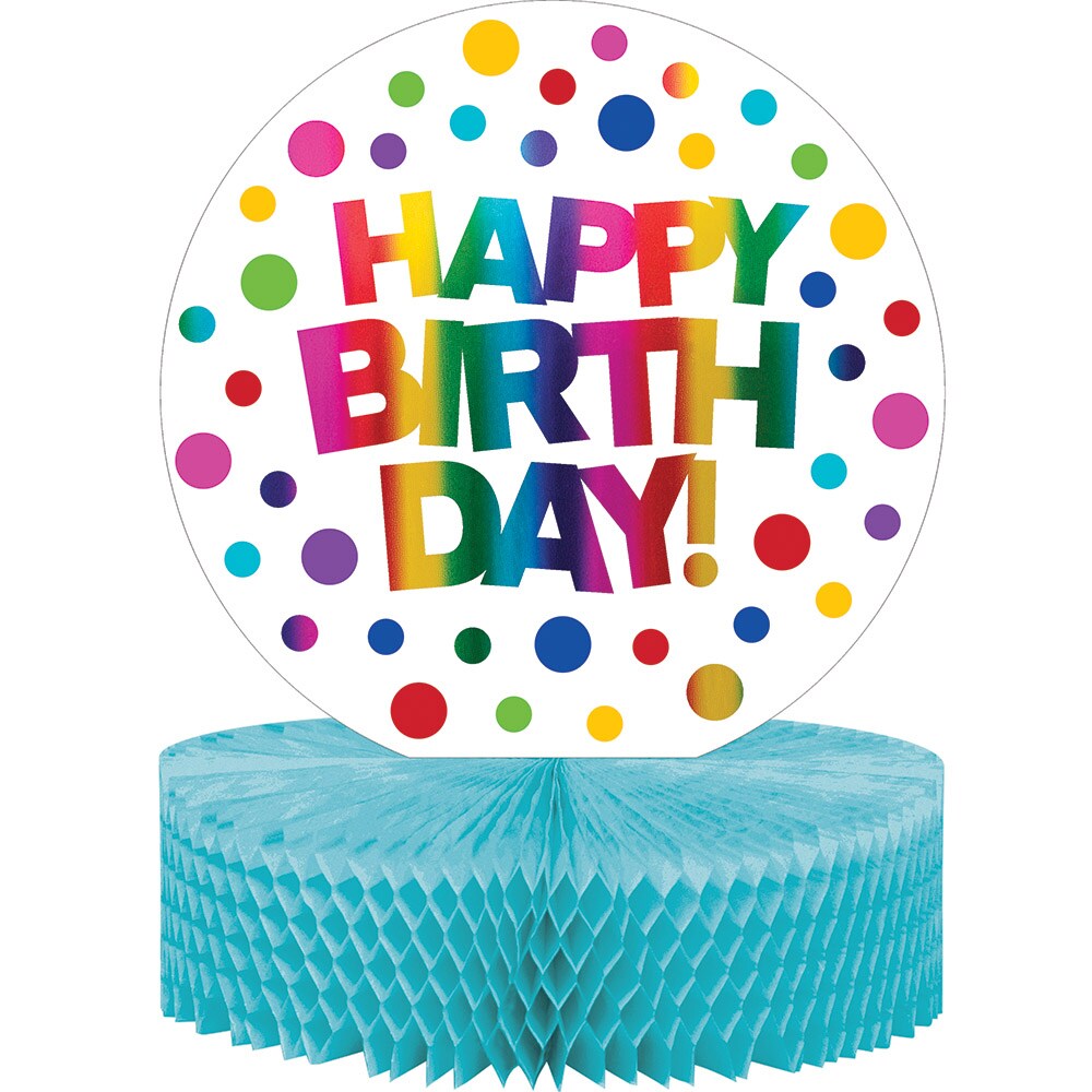 Party Central Club Pack of 12 Blue and Yellow Rainbow Foil Birthday Party Honeycomb Centerpiece 13&#x22;