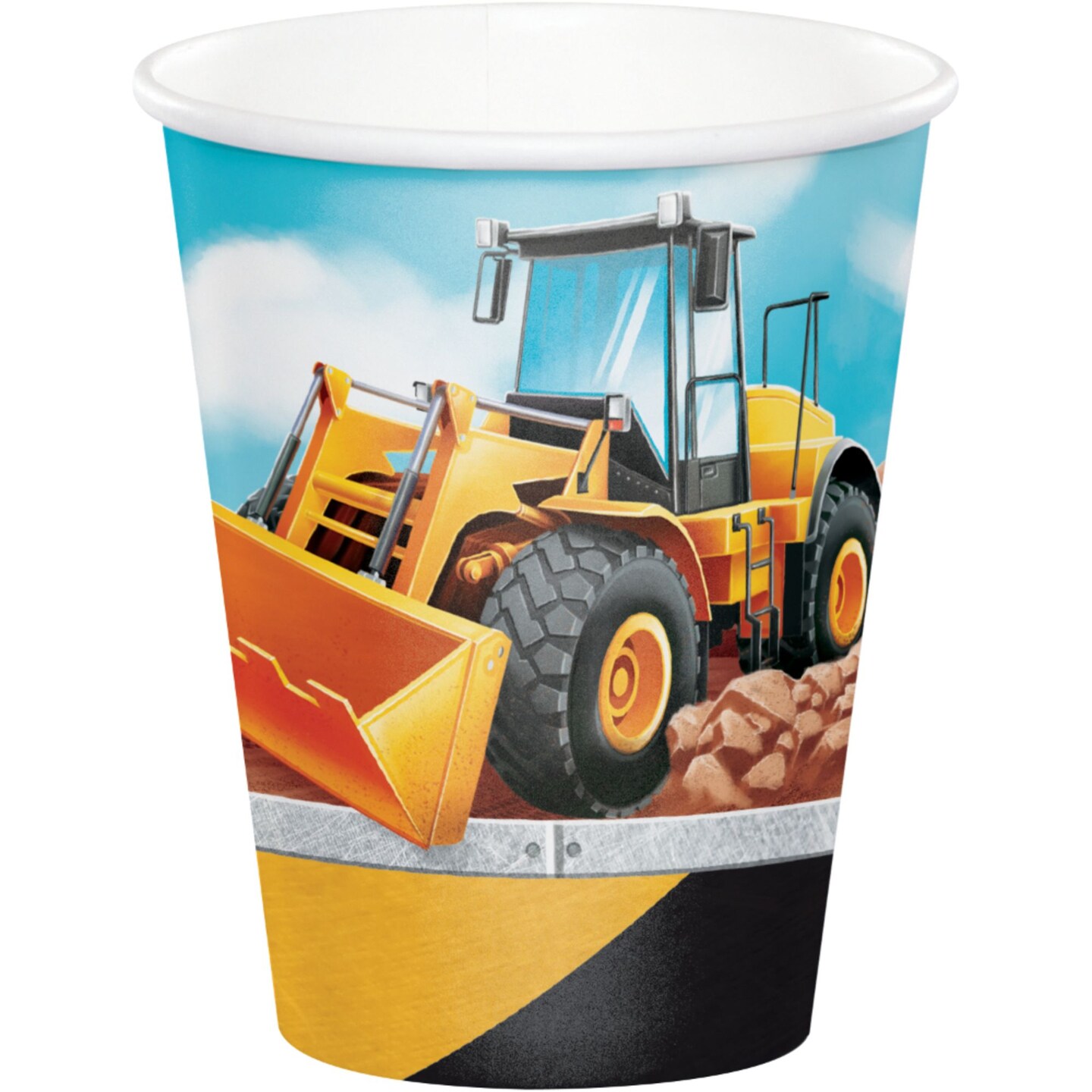 Party Central Big Dig Construction Disposable Drinking Party Tumbler Cups - 9 oz. - Club Pack of 96