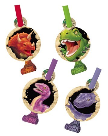 Party Central Club Pack of 48 Green and Red Dino Blast Blowout Party Noisemakers 1"