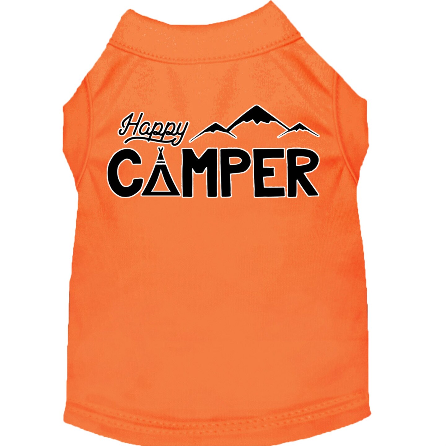 Happy Camper Screen Print Dog Shirt Orange XS 8