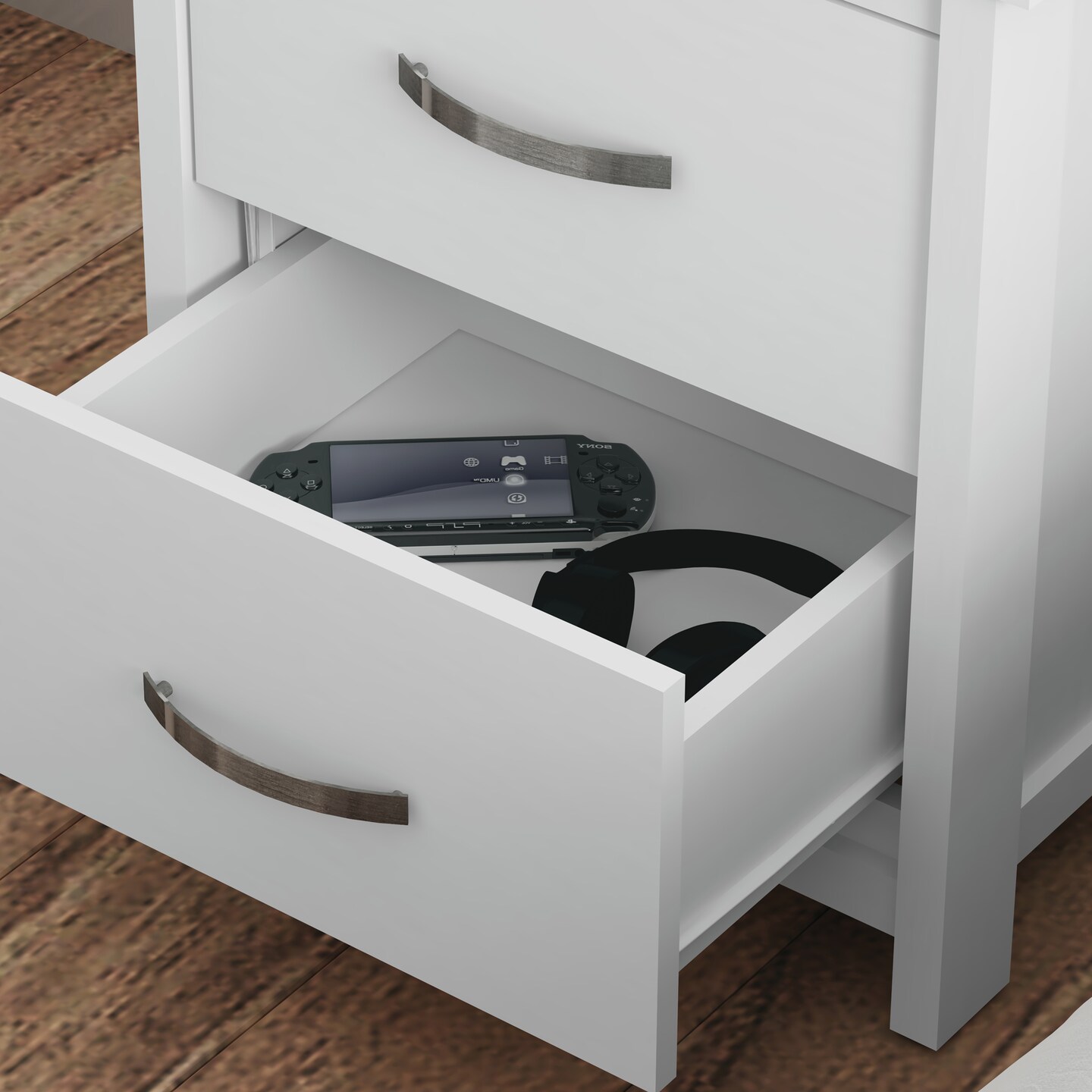 Layton 2-Drawer Matte White Nightstand (21.9" x 15.7" x 19.1")