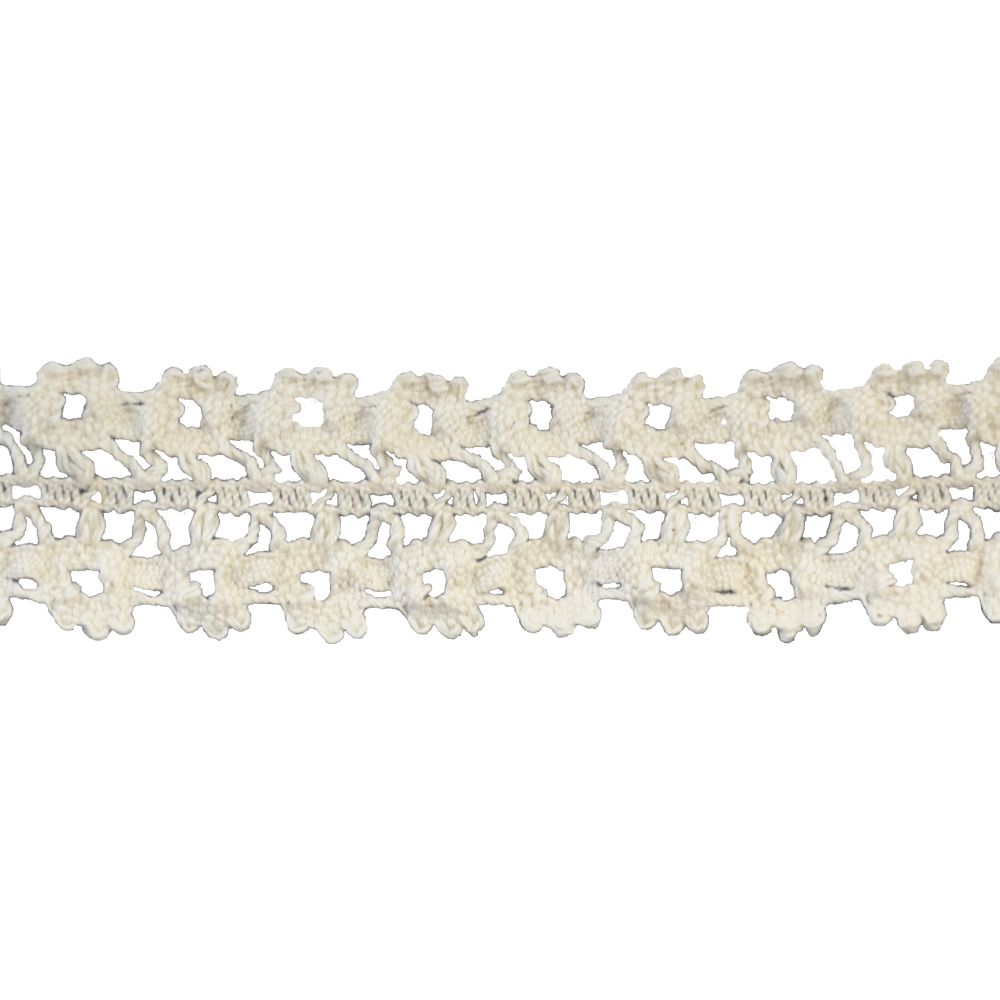 Belagio Cotton Lace Trim, 1.38" Wide, Floral Design, Ivory, 10-Yard Bolt