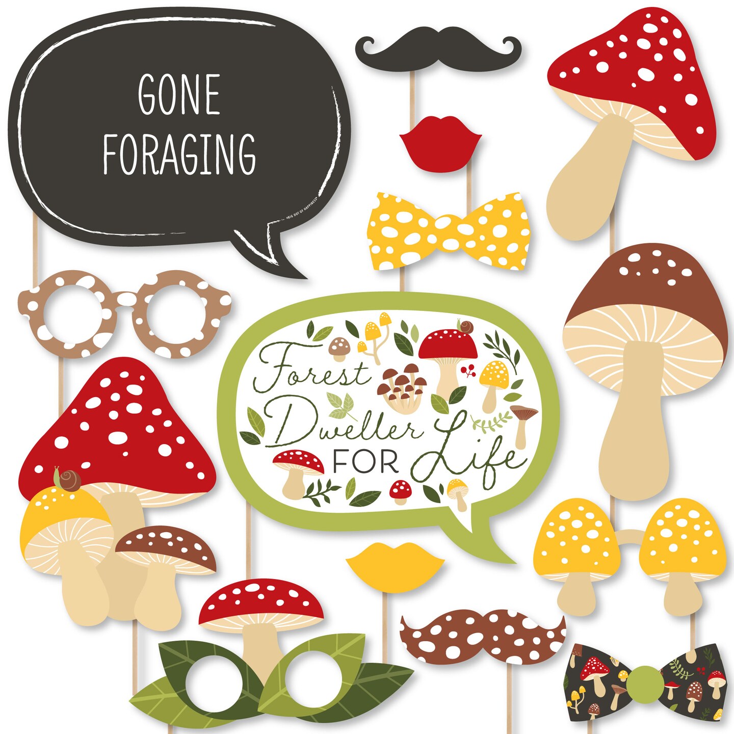 Big Dot of Happiness Wild Mushrooms - Red Toadstool Party Photo Booth Props Kit - 20 Count