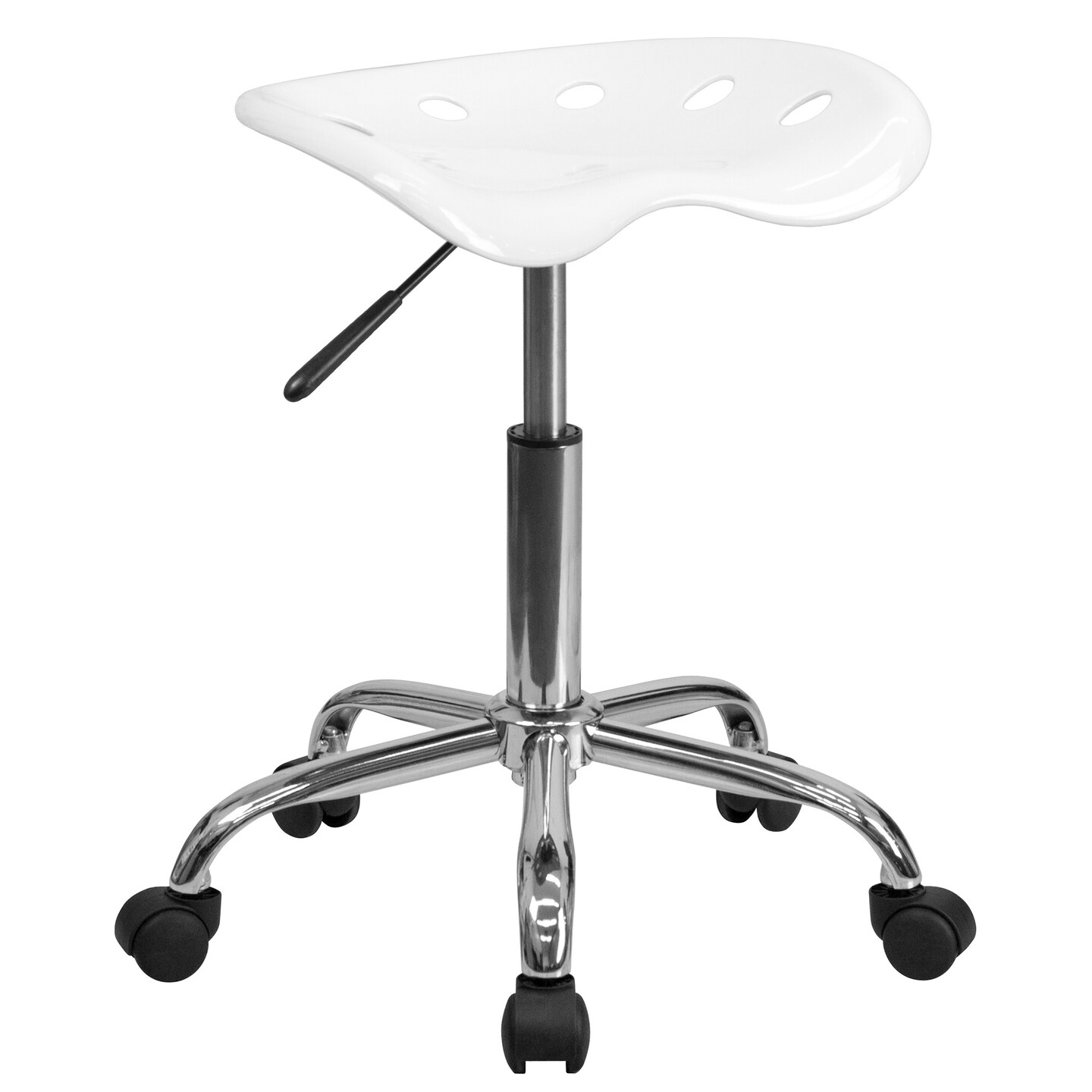 Flash Furniture 25.75&#x22; White and Gray Contemporary Tractor Seat Backless Stool