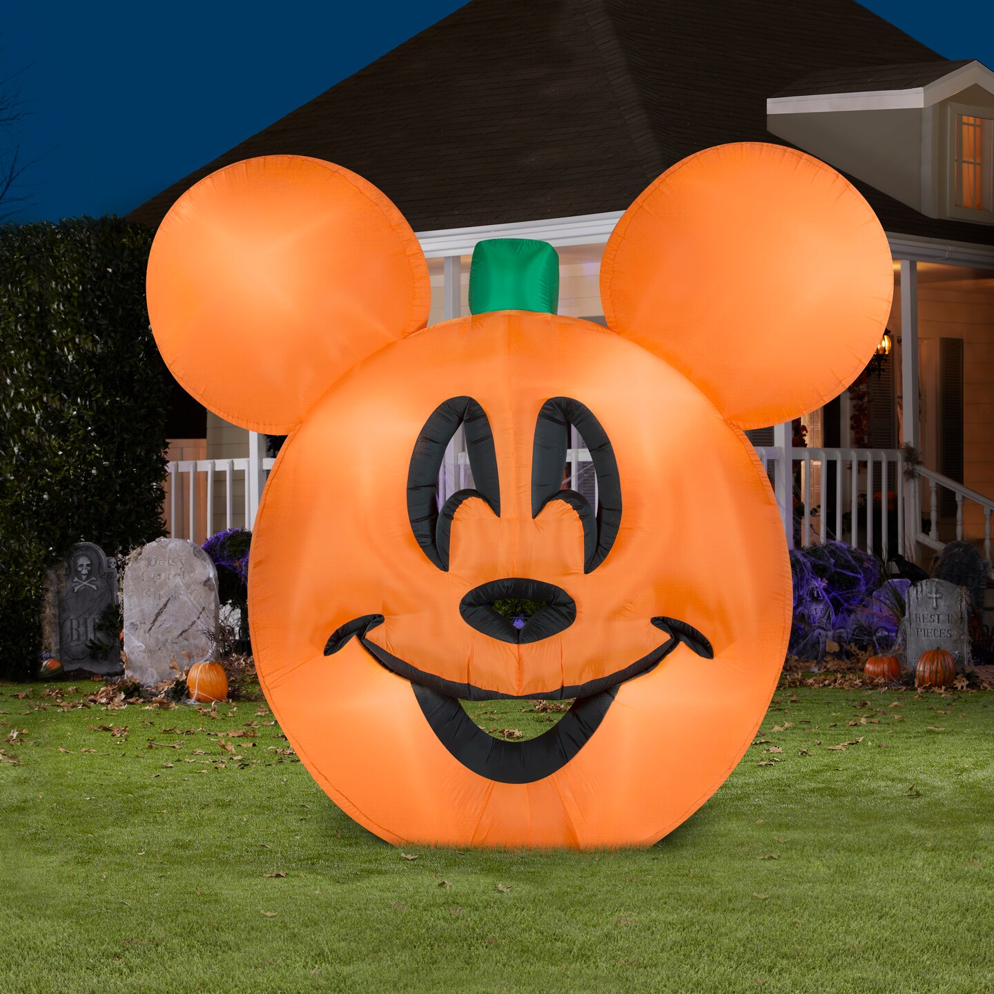 9 1/2' Gemmy Airblown Inflatable Mickey Mouse Pumpkin Jack-O-Lantern Yard Decoration 552054