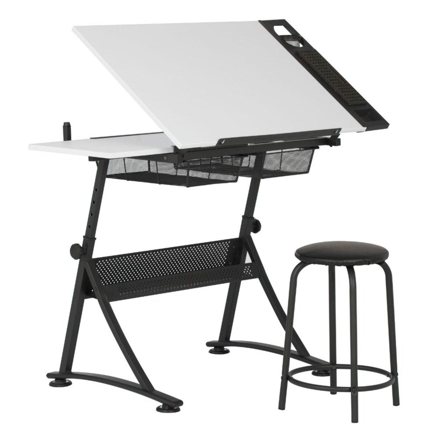 Studio Designs Modern Fusion Craft Center with 24" Tray and Stool, Charcoal/White