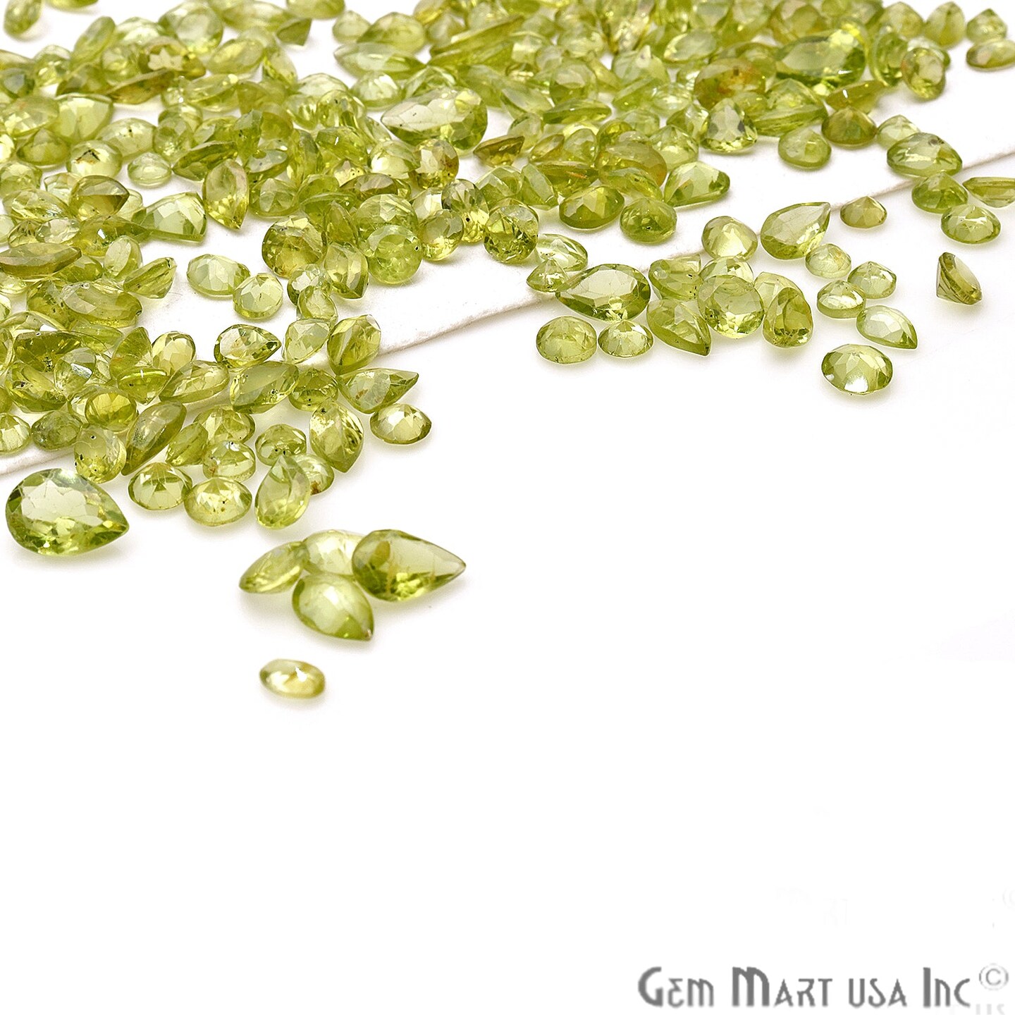 Peridot Gemstone, 100% Natural Faceted Loose Gems, August Birthstone, 6-12mm,50 Carats, GemMartUSA (PT-60001-50)
