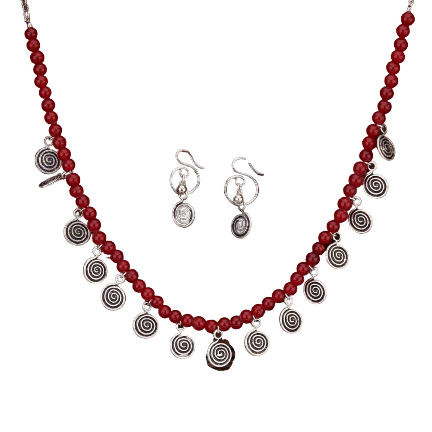 Classic Oxidized Plating Necklace With Pendant, Jewelry Set