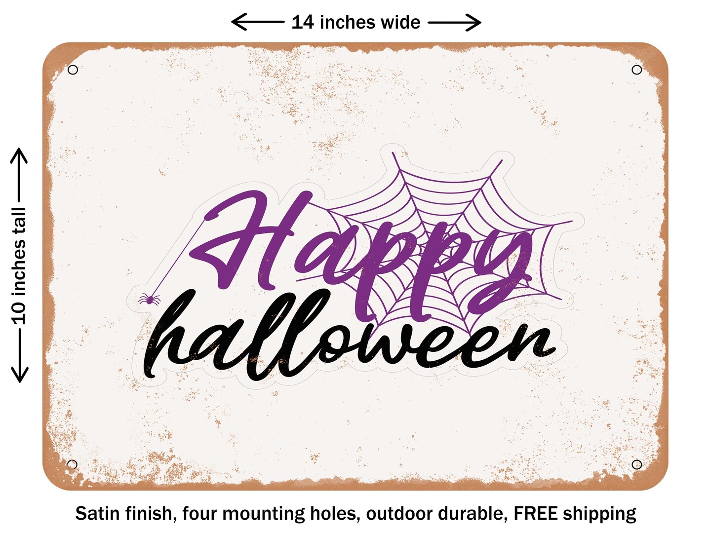 DECORATIVE METAL SIGN - Happy Halloween - 5 - Vintage Rusty Look
