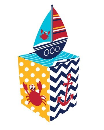 Party Central Club Pack of 48 Ahoy Matey Navy Blue and School Bus Yellow Chevron Cookie and Candy Party Favor Treat Boxes