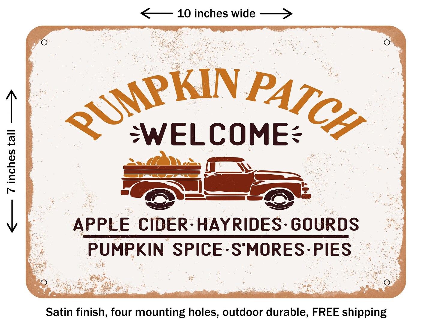 DECORATIVE METAL SIGN - Pumpkin - Vintage Rusty Look