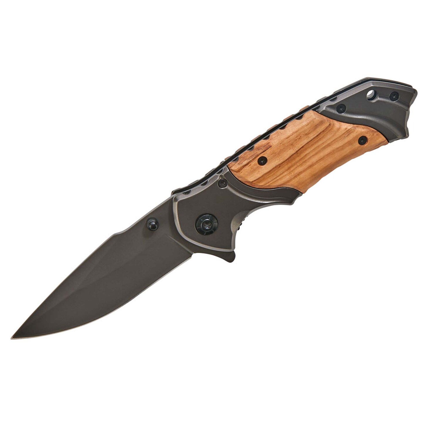 Contemporary Home Living 8&#x22; Black Foldable Pocket Knife with Wooden Handle