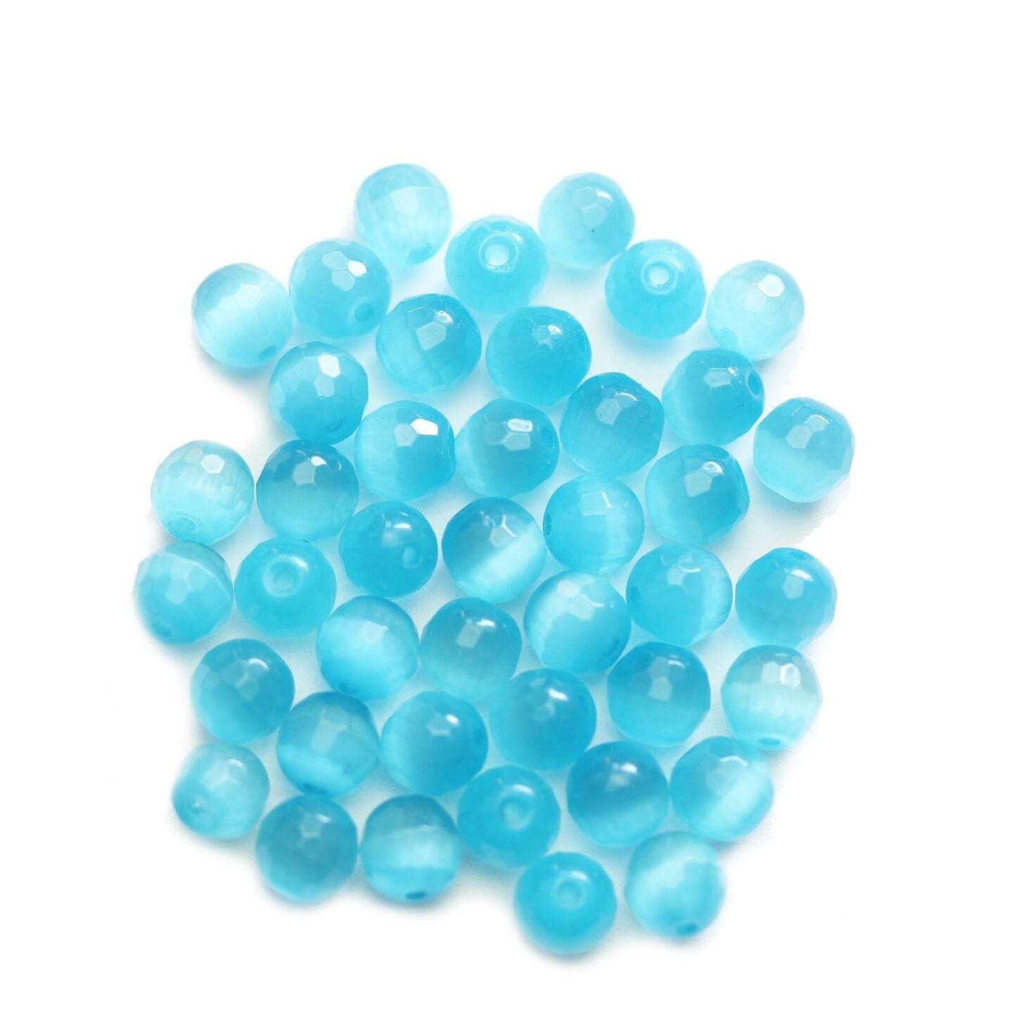 Aqua Faceted Glass Cat's Eye Round 6mm Beads Michaels