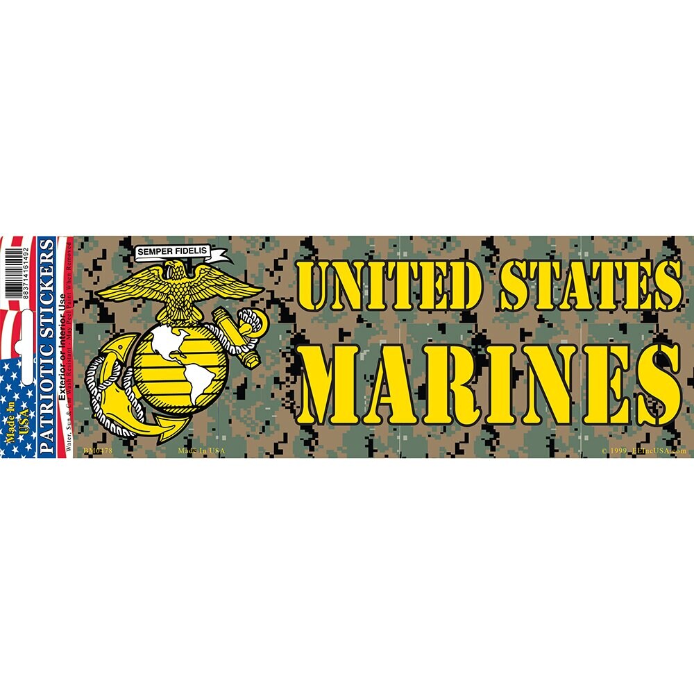 U.S Military United States Marines Bumper Sticker (3-1/2"X10").