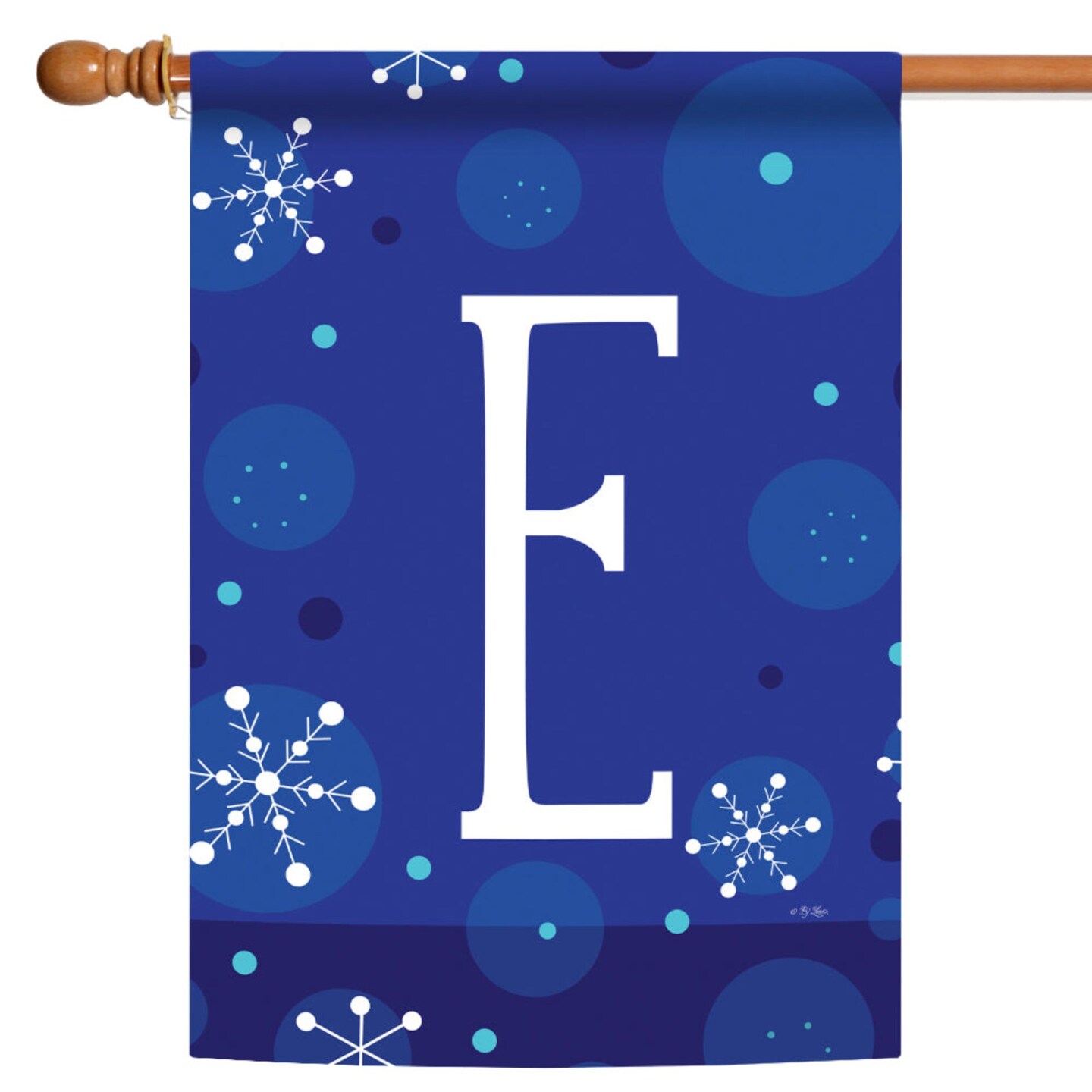 Toland Home Garden Blue and White Winter Snowflakes Monogram E Outdoor House Flag 40&#x22; x 28&#x22;
