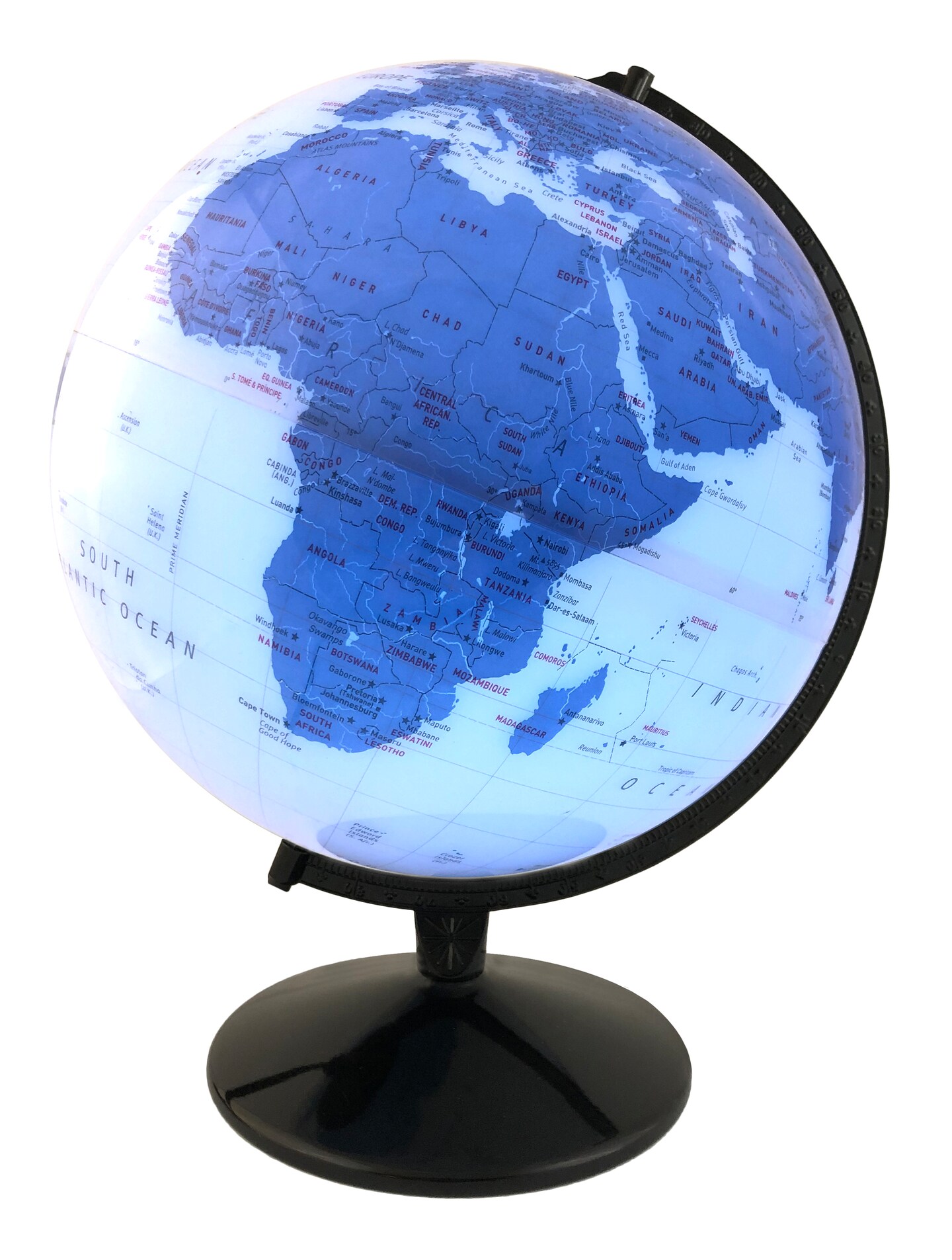 12" Diameter Kristian Remote Control Color Changing Illuminated World Globe