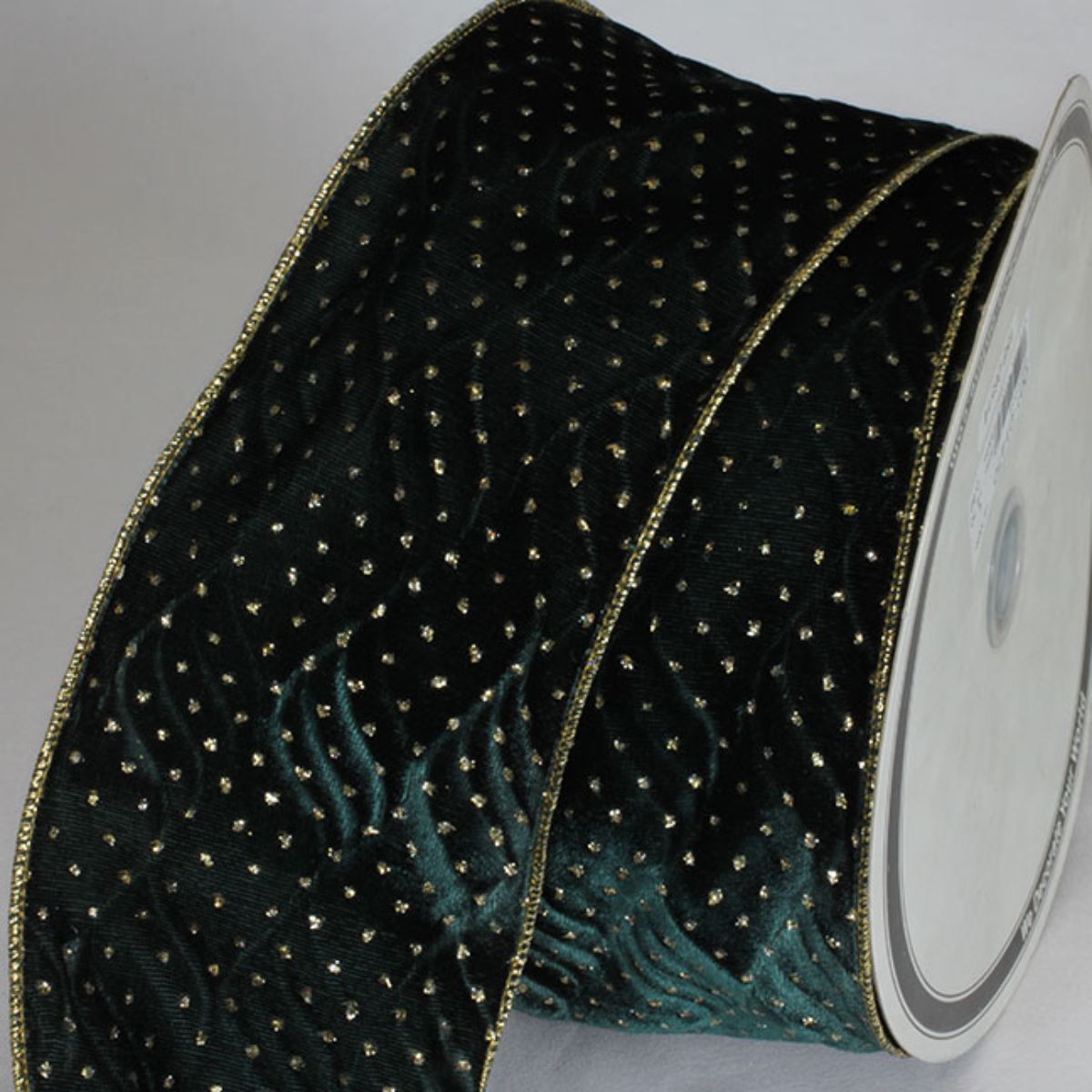 The Ribbon People Hunter Green Polka Dotted Wired Craft Ribbon 4&#x22; x 20 Yards