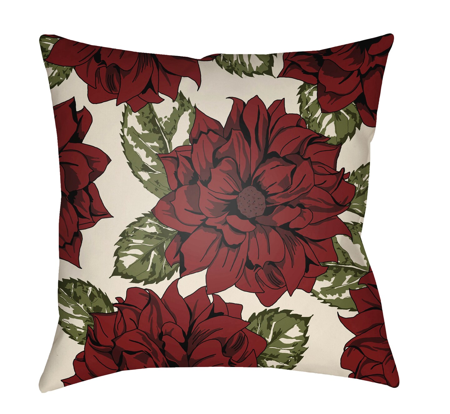 Tiwari Home 18" Red and Green Floral Printed Throw Pillow Cover with Knife Edge