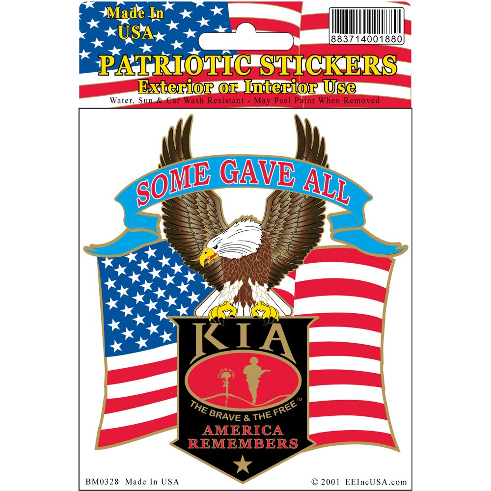 U.S Military Some Gave All KIA Sticker with a bald eagle and American Flag