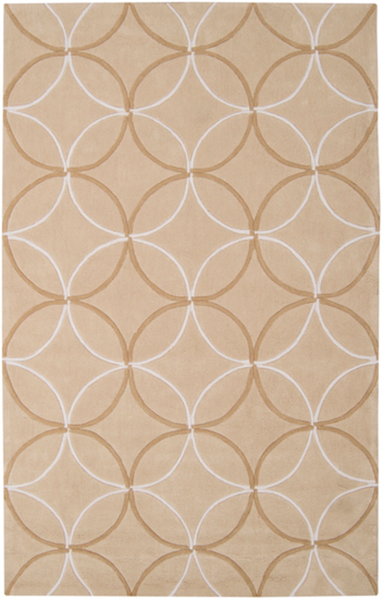 Tiwari Home 1.5&#x27; x 1.5&#x27; Beige and White Geometric Rectangle Throw Rug