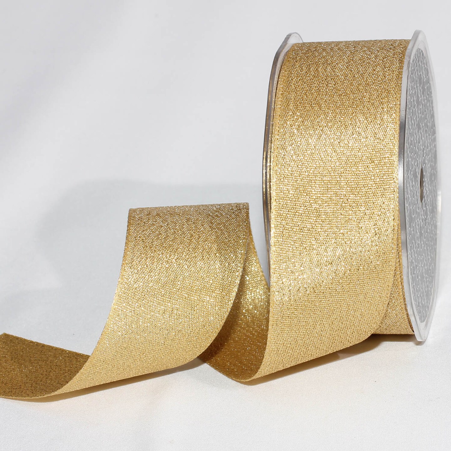 The Ribbon People Set of 2 Sparkly Gold Colored Taffeta Woven Edge Craft Ribbon 1.5&#x22; x 54 Yards