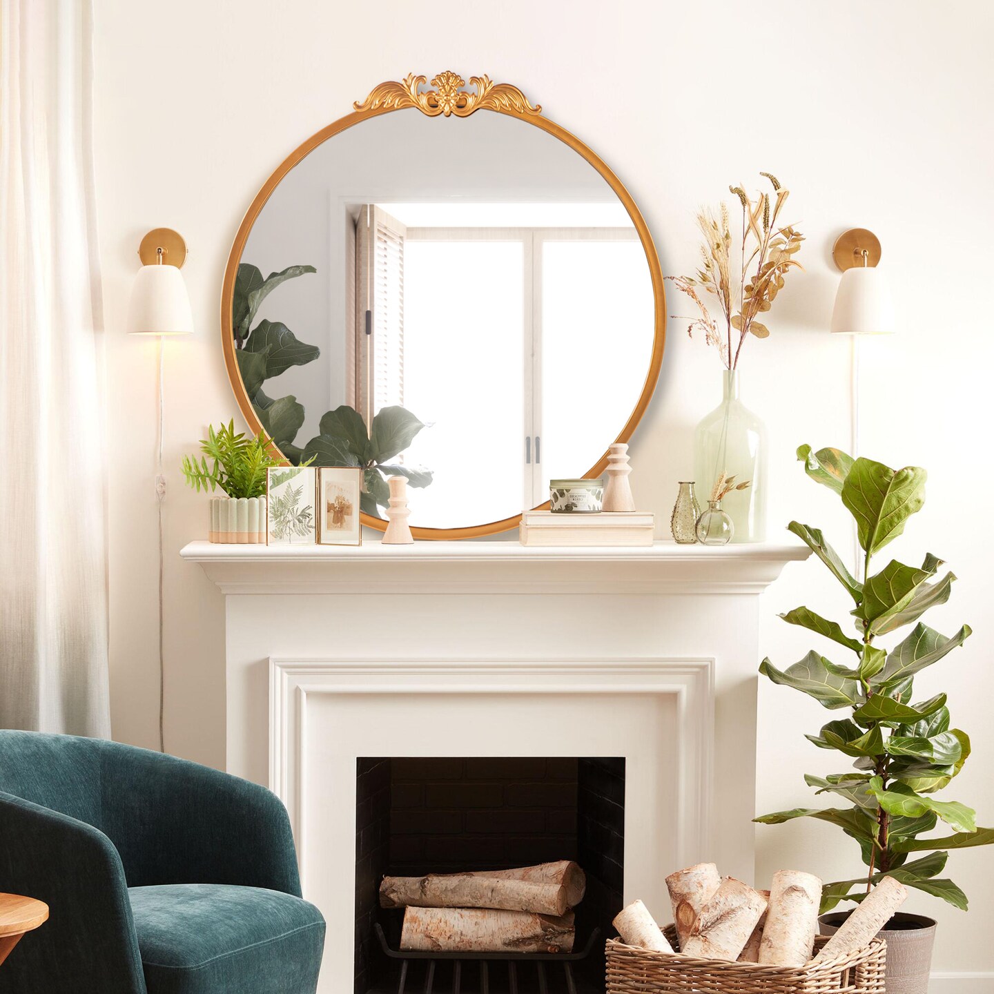 Arched Full Length Mirror Vintage Carved Mirror Iron Frame Wall Mirror