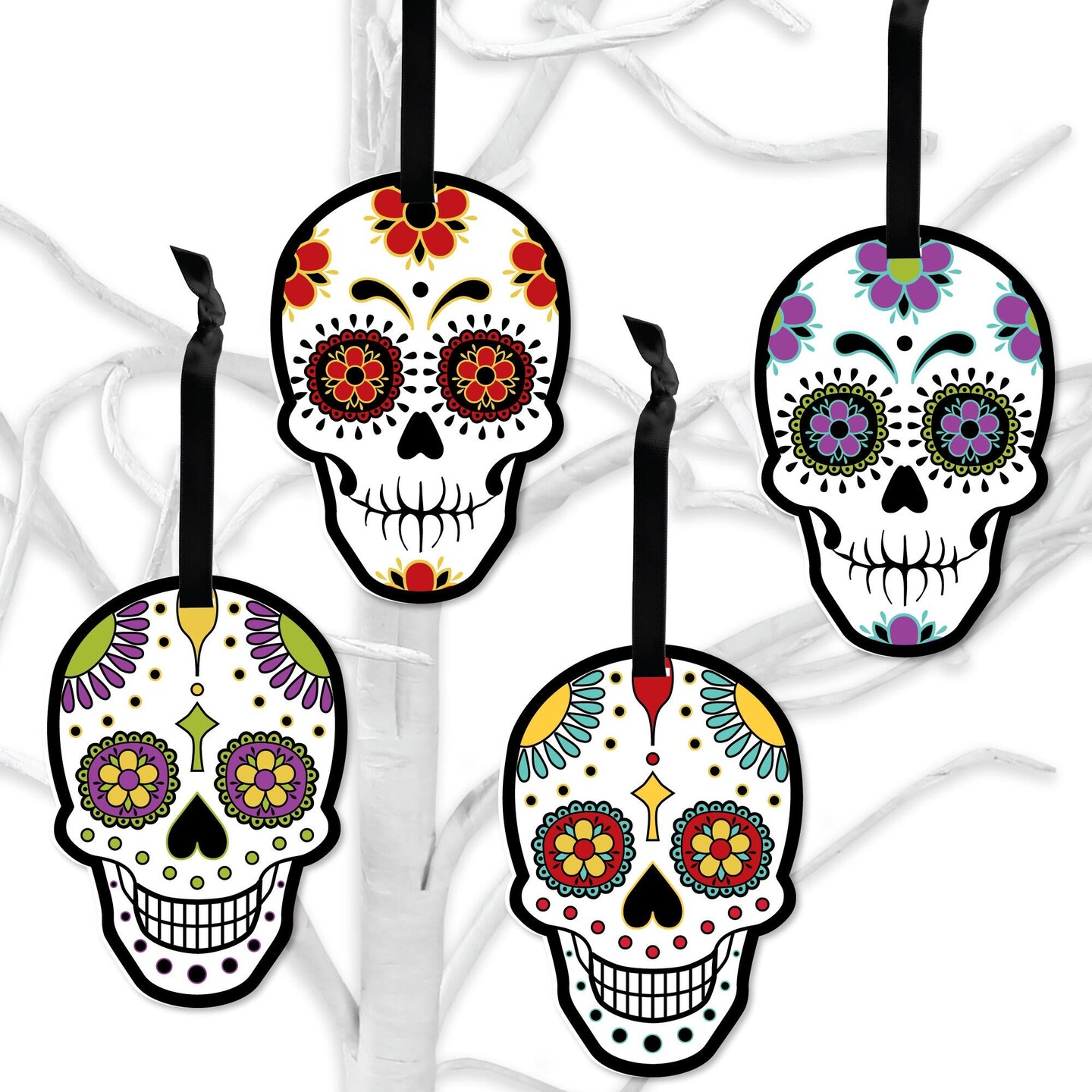 Big Dot of Happiness Day of the Dead - Sugar Skull Decorations - Tree Ornaments - Set of 12