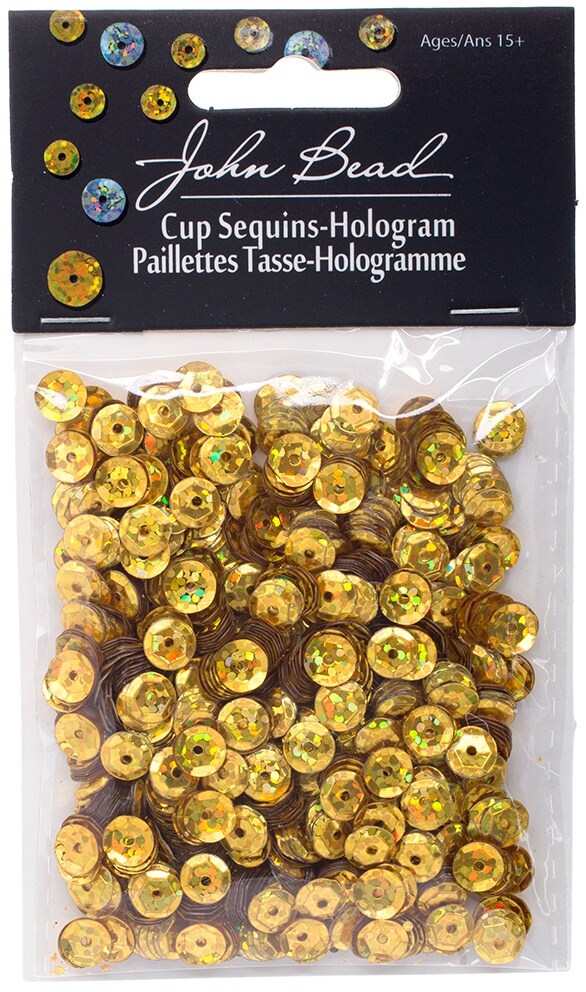 John Bead Round Sequins 6mm 1,600/Pkg-Gold