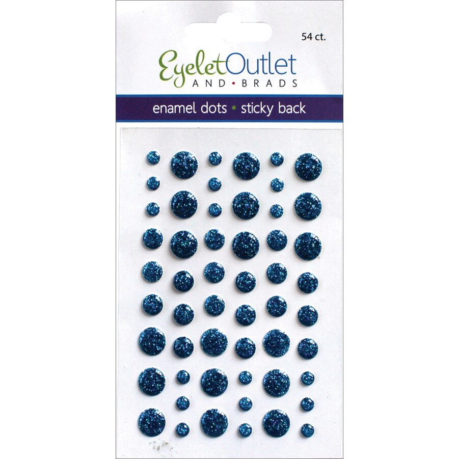Eyelet Outlet Adhesive-Back Enamel Dots 54/Pkg-Glitter Blue