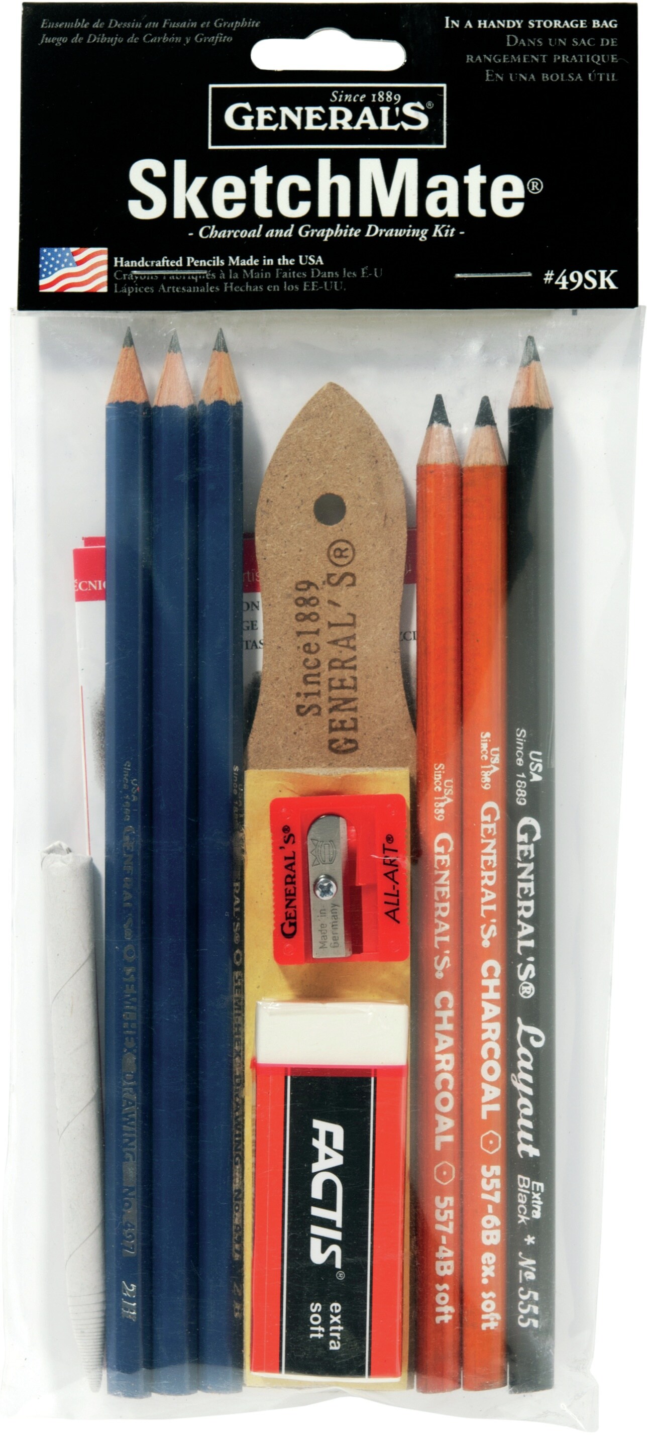General Pencil SketchMate Charcoal & Graphite Drawing Kit-9 Pieces