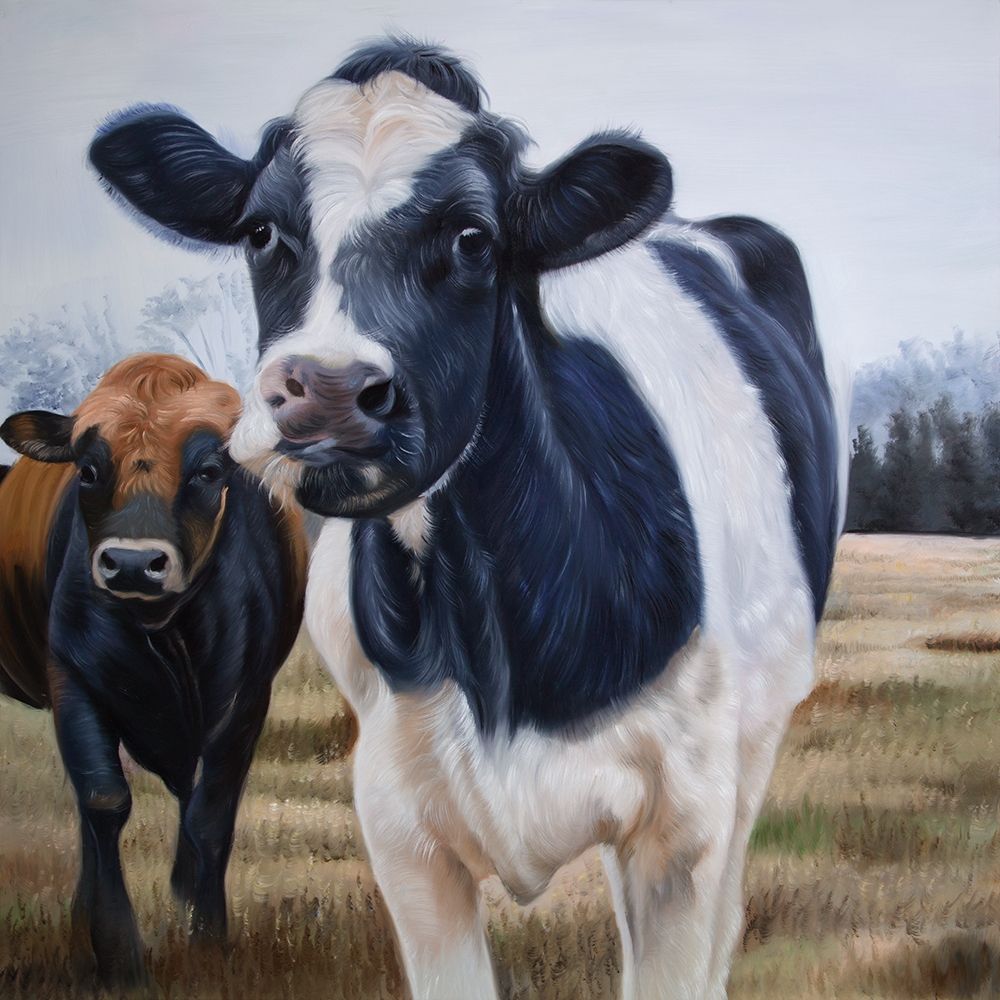 TWO COWS EATING GRASS Poster Print by Atelier B Art Studio - Item # VARPDXBEGANI430